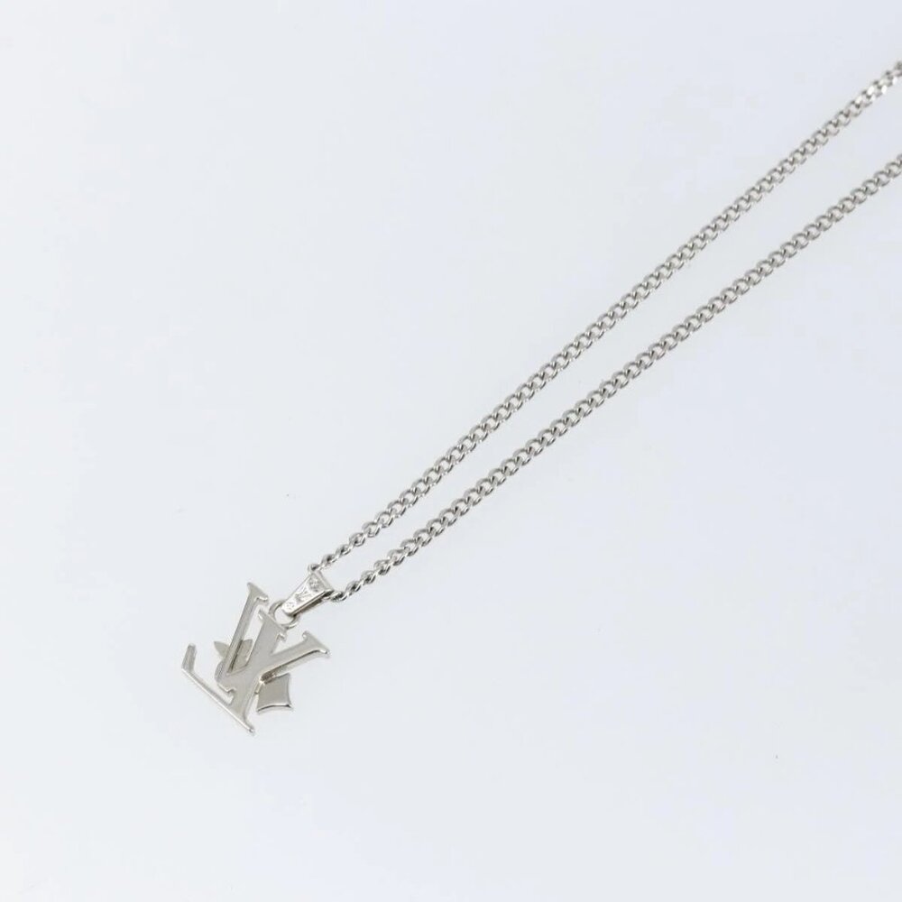 LOUIS VUITTON Monogram Row Necklace metal Silver M02254 LV Auth 143366 - Picture 4 of 16